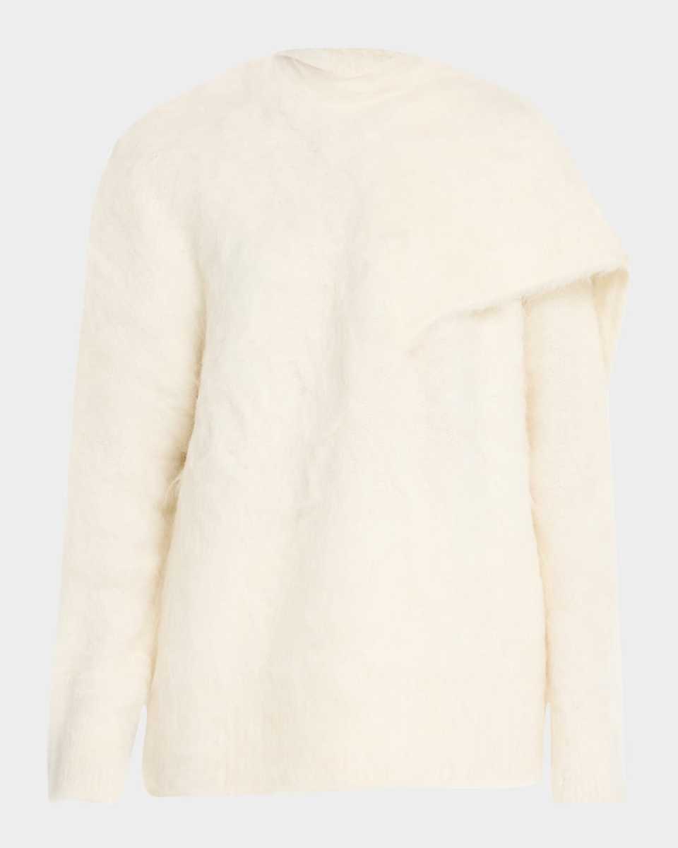 Alpaca Knit Draped Scarf Sweater